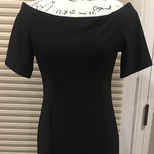 Boatneck off shoulder black party dress